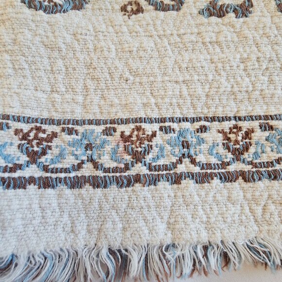 Vintage Raw Edge Hem Scandinavian Folk Art Linen Embroidered Table Runner 35"x13 - Picture 9 of 9